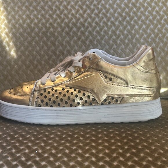 Free People AS98 Lucky Strike Metallic Gold Cushioned Leather Sneakers NEW 8.5 - Picture 5 of 16